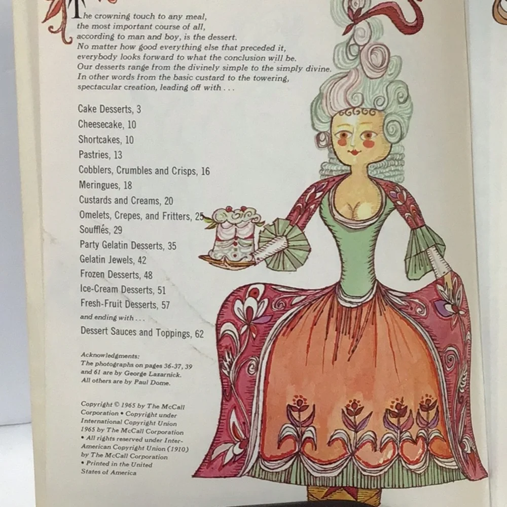 McCalls 1965 dessert recipes 65 page recipe book